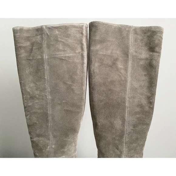 $695 Veronica Beard Sanzi Slouch Taupe Suede Leather Tall Knee High Boots Sz 6.5 - Picture 4 of 16
